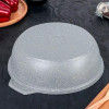 Кастрюля-жаровня (антипригарное покрытие, литая 3,0л, стеклянная крышка, светлый мрамор