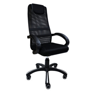 Кресло Ленайс Плюс (мет.каркас) подл.пл.303 с накл.,крест.пл.d416/ 670-1/ 680, JL кзам1 чёрный