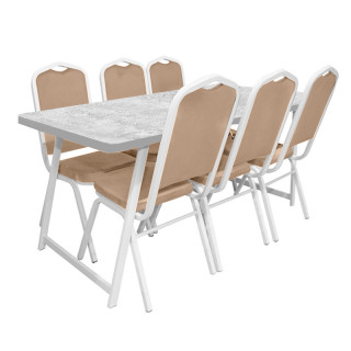 Комплект мебели "Арзу Плюс" (каркас белый, бетон светлый, гоб. бежевый)