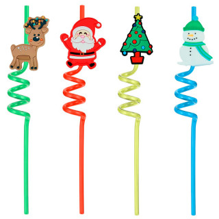 Трубочки для коктейля "Новогодняя компания", набор 4 шт, VL2-391