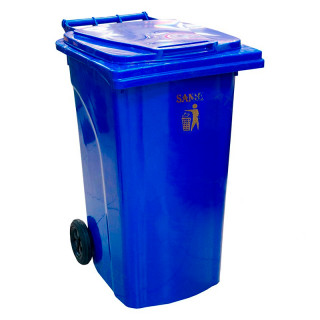 Мусорный бак "SANII" 240 л на колесах (Синий)