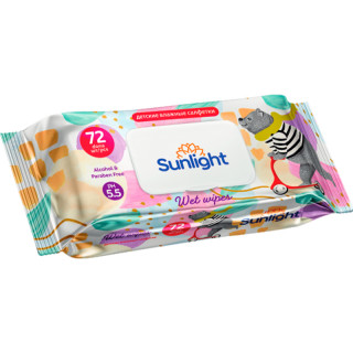 Влажные салфетки SUNLIGHT Standard Мишка 72 шт
