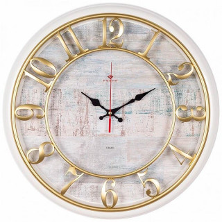 4141-002 (5) Часы настенные круг d=41 см, корпус белый с золотом "Текстура" "Рубин"