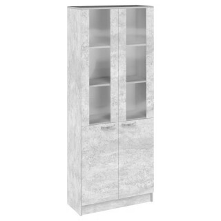 Стеллаж полузакрытый со стеклом Кул-124 800х350х2000 Н бетон светлый