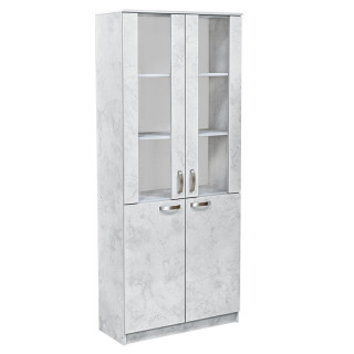 Стеллаж полузакрытый со стеклом "Кул-124" 800*350*2000 Н (бетон серый)